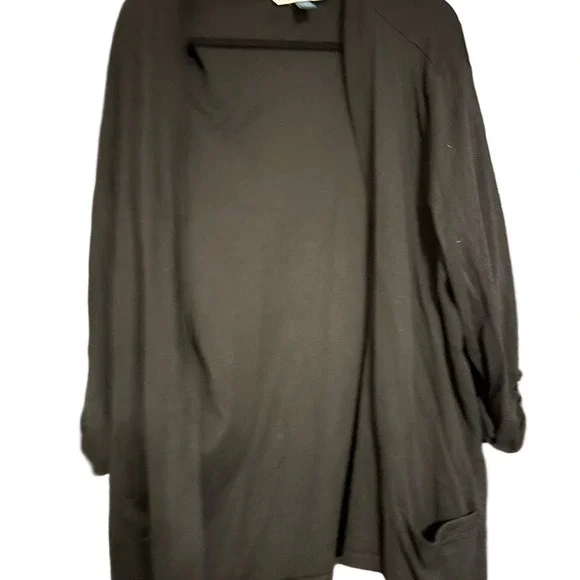 NWOT Karen Scott Black Open Front Knit Cardigan - Picture 1 of 2